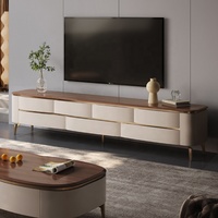Table basse en bois massif et meuble TV combinés, style luxe léger et moderne, pour salon, meuble TV design avec rangement