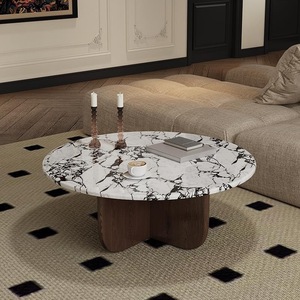 Marble Coffee <b>Table</b> <b>Round</b> Modern Design Living Room Furniture Minimalist Style Home Decor <b>Small</b> Apartment Use - Product Image 3