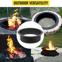 Foyer rond noir à faire soi-même, pour l'extérieur, au-dessus du sol ou enterré, doublure portable et durable en acier galvanisé, chauffage de jardin, foyer de camping, anneau de feu