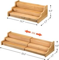 Uitbreidbaar bamboe kruidenrek keukenorganizer 3-laags houten kruidenrek voor aanrechtblad kast op maat gemaakte kruidenstandaard