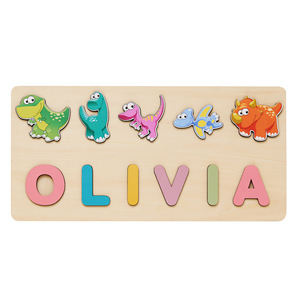 Cadeau d'anniversaire éducatif pour bébé de 1 an, jouet <span class=keywords><strong>puzzle</strong></span> avec nom, <span class=keywords><strong>puzzle</strong></span> portable pour enfants sur le thème des animaux dinosaures - Product Image 5