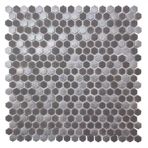 Ecycled-mosaico de cristal esmaltado hexagonal, mezcla de purpurina para decoración de pared