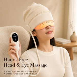 Casque <span class=keywords><strong>de</strong></span> massage capillaire à compression d'air, 6 zones, airbag, pétrissage du cuir chevelu, chaleur au graphène, relaxation des yeux, soulagement du stress - Product Image 1