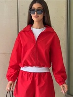 Ensemble deux pièces pour femmes, veste de sport décontractée et short élastique, couleur unie, coupe ample, respirant, séchage rapide