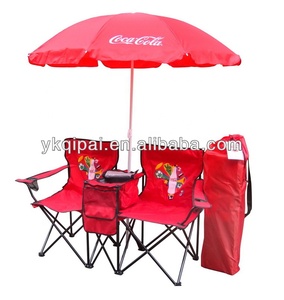 New Design Double <strong>Seat</strong> Lover Chair Folding <strong>With</strong> <strong>Umbrella</strong> and Cooler Bag Camping Chair - Product Image 6