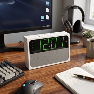 Radio domestique avec écran LED vert 1,8 pouces, réglage numérique FM, double réveil, haut-parleur intégré, port de charge USB, couleur personnalisable pour - Product Image 2