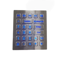 Équipements de contrôle industriel, terminaux d'information, clavier métallique robuste à 26 touches plates avec USB, étanche IP65 et Plug&Play
