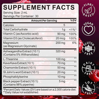 Complément alimentaire liquide à base de plantes pour la santé du cortisol, saveur framboise naturelle, végétalien, sans sucre, mélange de 10 herbes, marque privée OEM