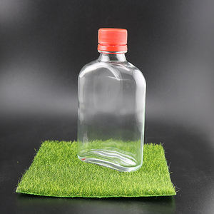 200ml l Empty <strong>Flat</strong> Wine Whiskey Flask Glass <strong>Bottle</strong> for Liquor Cold Brew Coffee Milk Tea Plastic anti-theft Lid - Product Image 1