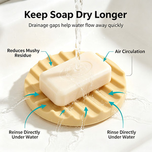 Tapete de Silicona Redondo 2 en 1, Doble Uso como Jabonera y Posavasos, Tapete de Drenaje para Bañera, Ducha, Jabón, Baño y Fregadero de Cocina - Product Image 1