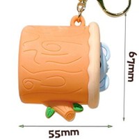 Porte-clés en silicone en forme de souche d'arbre avec animaux rétractables (lapin, grenouille, panda, ours) – Jouet anti-stress à presser pour soulager le stress et décorer les sacs
