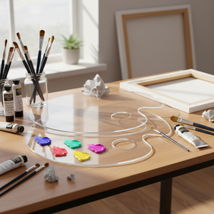 Transparante kunststof rechthoekige aquarel-, gouache- en acrylverfplank, kinderverfpalette - Product Image 6