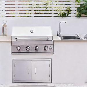 Barbecue intégré en acier inoxydable 304 - Barbecue moderne haut de gamme avec revêtement en poudre, charbon de bois, double combustible, fumoir <span class=keywords><strong>américain</strong></span> - Product Image 3