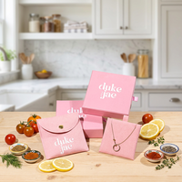 Boîte à bijoux personnalisée rose en gros avec ruban de tirage pour présentation de bracelets et pendentifs