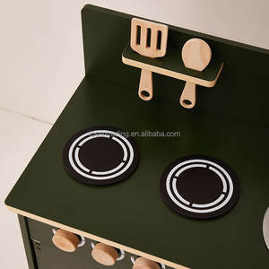 Cocina de Juguete de Madera Estilo Nórdico Vintage para Niños con Cortina de Tela, Estufa, Fregadero y Reloj Decorativo, Juego de Cocina de Imitación Premium - Product Image 6