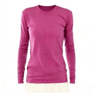 Sweat-shirt T-shirt décontracté à col rond pour <span class=keywords><strong>femme</strong></span>, 100 % laine mérinos, nouvelle collection, coupe ajustée, respirant, manches longues, vente en gros - Product Image 3