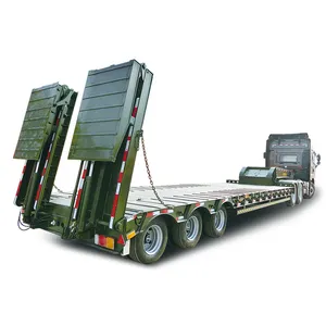 Reboque de grande capacidade de carga de 80-100 toneladas de 4 eixos da marca chinesa, semi-reboque de caminhão de cama baixa para venda