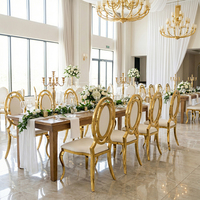 Chaises de salle à manger de luxe en or dos de fleur chaise de mariage moderne en acier inoxydable salle de banquet hôtels en plein air villas fêtes