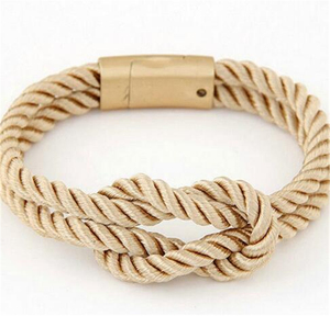 Venta al por mayor de brazaletes trenzados coloridos, cadenas de muñeca, broche magnético chapado en oro, pulseras de cuerda con nudo de la suerte para mujer - Product Image 3