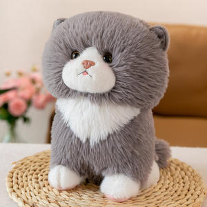Venta al por mayor <span class=keywords><strong>gato</strong></span> de dibujos animados lindo cara redonda Animal de peluche gris muñeca realista rayas Tabby ojos grandes <span class=keywords><strong>gato</strong></span> muñeca - Product Image 6