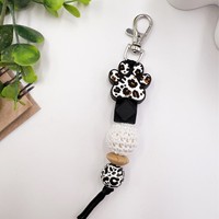 Mignon patte imprimé léopard Silicone femmes porte-clés perles personnaliser en gros filles sac pendentif voiture porte-clés