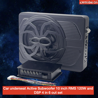 Subwoofer actif sous siège de voiture 10 pouces avec éclairage, 120W RMS et DSP 4 entrées 6 sorties, 6 sorties RCA 50W 4 canaux, contrôle par application DSP