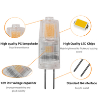 Bombilla LED G4 para lámpara de araña, 1W, 120lm, equivalente a halógena de 10W, Clase E, sin parpadeo, el más nuevo estándar ERP EMC