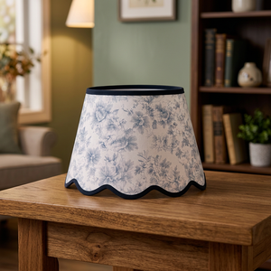 Luxury Linen Botanical Print <b>Lampshade</b> with Scalloped Wave Edge - Product Image 5