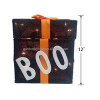 Boîte cadeau lumineuse pop-up citrouille BOO de 12 pouces avec 20 LED blanc chaud pour fêtes d'Halloween intérieures/extérieures - Commande minimum 100 pièces