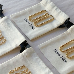 Custom Printed White Gift Jewellery Packaging Pouch Cotton Linen <b>Drawstring</b> <b>Bag</b> <b>Small</b> <b>Drawstring</b> Pouches <b>Bag</b> - Product Image 2