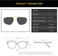 Logo personnalisé Lunettes de soleil personnalisables unisexes à tige ovale en métal et à double pont pour femmes tendance