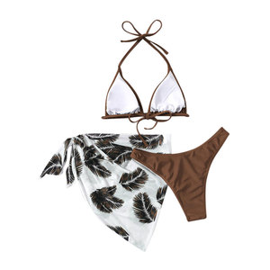 2025 sólido Europeo Americano mujeres <span class=keywords><strong>de</strong></span> tres piezas playa Bikini traje <span class=keywords><strong>de</strong></span> <span class=keywords><strong>baño</strong></span> Halter Tie falda <span class=keywords><strong>de</strong></span> malla con diseño exclusivo <span class=keywords><strong>de</strong></span> <span class=keywords><strong>Amazon</strong></span> - Product Image 5