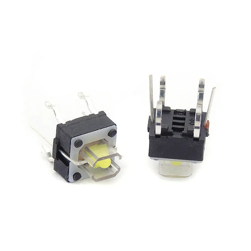 6*6*7 мм белый светодиод микро-штекер-в Тактильные переключатели свет сенсорный 6x6 мм DIP кнопочные переключатели