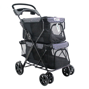 Xe Đẩy Thú Cưng Hai Lớp Gấp Gọn Di Động Cho 2 Chó Mèo Với Không Gian Rộng Bốn Bánh Xe Đẩy Chó Mèo Du Lịch Ngoài Trời - Product Image 4