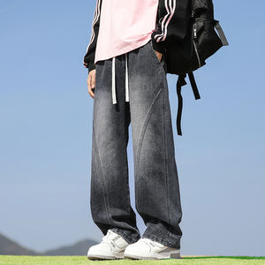 กางเกงยีนส์ทรงหลวมสไตล์อเมริกัน แต่งโลโก้ตามสั่ง เอวยางยืด ใส่สบาย ระบายอากาศได้ดี ทรงขากว้าง  กำลังเป็นที่นิยม - Product Image 1