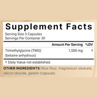 Rosebest Vente en Gros Marque Blanche 1500mg Bétaïne Anhydre TMG Triméthylglycine Capsules Supplément de Méthylation et de Soutien Hépatique