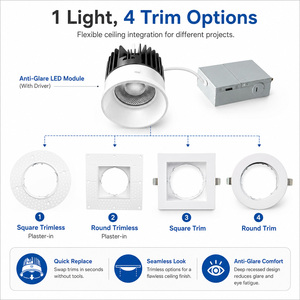 ETL 4-Zoll Rahmenlose LED-Einbauleuchte, Quadratischer und Runder COB-Deckenspot für Schlafzimmer, Wohnzimmer und Gewerbeflächen - Product Image 3