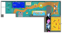 Aire de jeux interactive intérieure personnalisée Gooest Kidsdora avec projecteur, grande capacité pour groupes nombreux, idéale pour les centres commerciaux