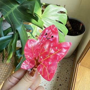 Vrouwen Meisjes Schattige 8Cm Funky Hart Strass Kerstboom Haarklem Fancy Acetaat Laat Plantvormig Blad Cactus Klauw Clip - Product Image 6