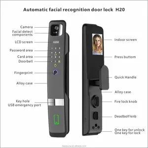 Serrure intelligente avec reconnaissance faciale 3D Smart Life, serrure <span class=keywords><strong>de</strong></span> porte intelligente avec empreintes digitales, application Tuya <span class=keywords><strong>WiFi</strong></span>, serrure intelligente avec caméra pour la maison et l'appartement - Product Image 5