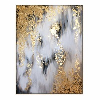 Peinture murale abstraite en feuille d'or véritable, cascade tombante, sur toile, pour hall de villa, salon, décoration de luxe