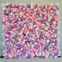 Mur de fleurs artificielles populaire RHD pour anniversaires, mariages et événements, toile de fond florale 3D 8ft x 8ft