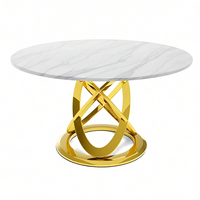 Table de réception moderne en acier inoxydable doré avec plateau en marbre, mobilier d'hôtel, salle à manger, salon, événement, salle de banquet