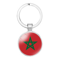 Porte-clés Drapeau Marocain en Verre de Qualité, Accessoire de Sac, Pendentif, Anneau Porte-clés, Design National des Pays, Personnalisé, Vente en Gros Pas Cher