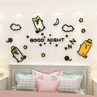 Kitty Cartoon Cute 3D Acrylic Children's Room Kindergarten Living Room Cabinet Decoration Wall Sticker