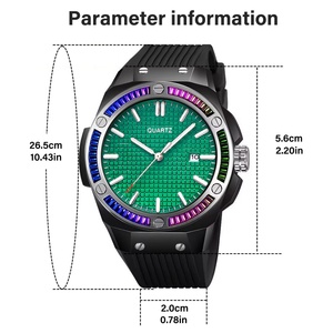 Reloj de Cuarzo de Lujo para Hombre con Anillo de Diamantes, Logotipo Personalizado, Resistente al Agua, Calendario, Ancho de Correa de 20 mm, Esfera Colorida y Moderna - Product Image 4
