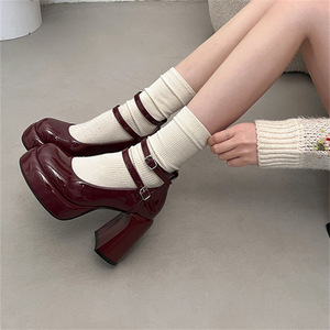 Nuove <span class=keywords><strong>Scarpe</strong></span> con <span class=keywords><strong>Tacco</strong></span> Alto Rosse da Donna, Eleganti e Versatili per Abbinare con Gonne, con <span class=keywords><strong>Tacco</strong></span> Grosso - Product Image 2