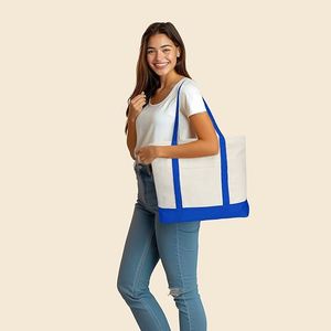 Sac à bandoulière personnalisé avec logo, impression, sac fourre-tout en toile de coton super résistant, grand format, réutilisable, sacs de courses en tissu, sac tendance - Product Image 5