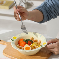 Service de vaisselle en céramique JM, peint à la main, émaillé et gaufré, design tulipe, vaisselle occidentale de haute qualité pour la maison