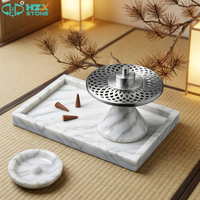 Brûleur d'encens en travertin de luxe HZX, encensoir en pierre sculpté à la main pour les cérémonies religieuses à domicile et la décoration d'automne